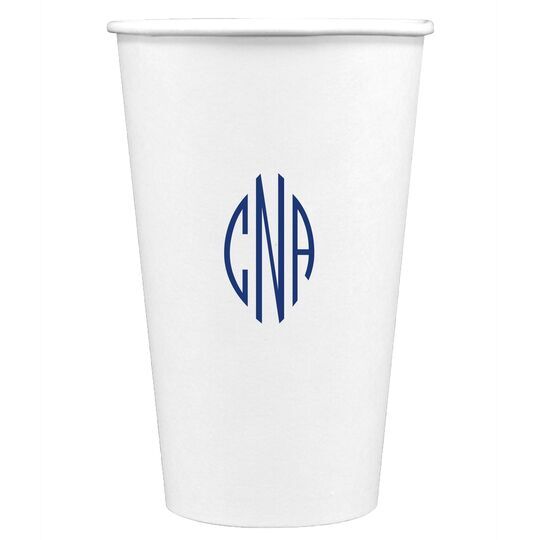Shaped Oval Monogram Paper Coffee Cups